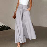 Elegante Damenhose mit Rüschenbund - Bequeme Passform-Grau-S-Luzern Mode