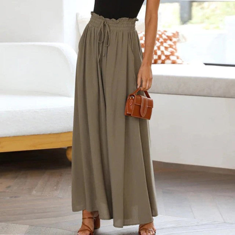Elegante Damenhose mit Rüschenbund - Bequeme Passform-Grün-S-Luzern Mode