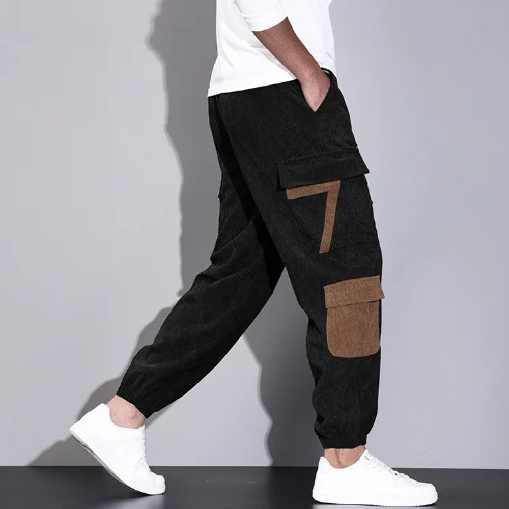 Herren Cargo Jogginghose mit Taschen und Nummerndesign-Luzern Mode