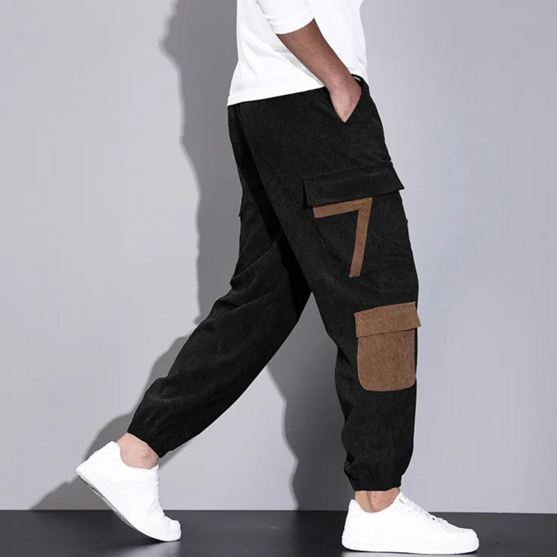 Herren Cargo Jogginghose mit Taschen und Nummerndesign-Luzern Mode