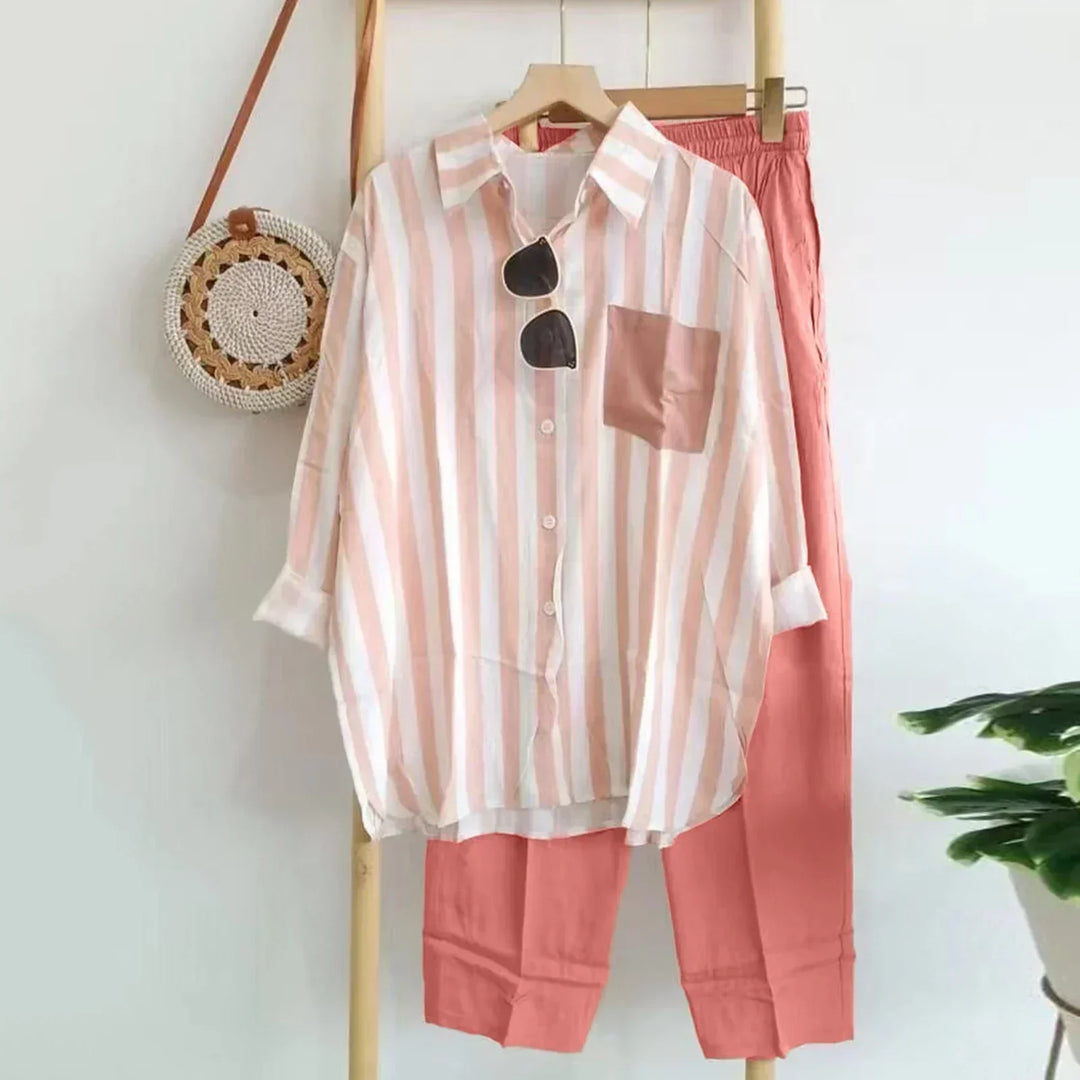 Lässige Blusen- und Hosen-Set aus luftiger Stoff – Noémie
