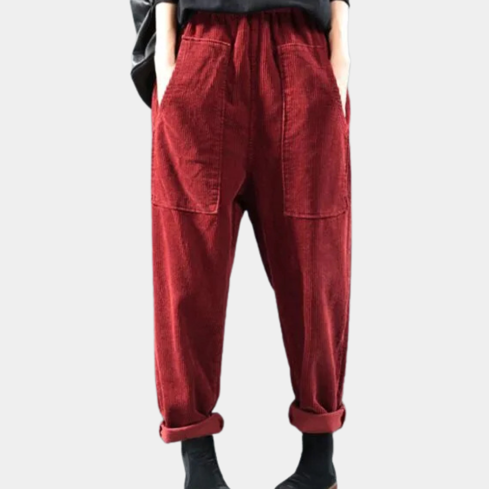 Damen Baggy Jeans mit Elastischem Bund und Taschen-Luzern Mode