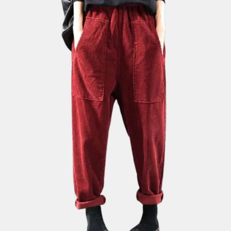 Damen Baggy Jeans mit Elastischem Bund und Taschen-Luzern Mode
