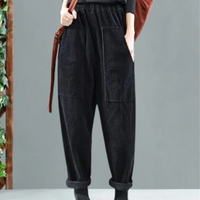 Damen Baggy Jeans mit Elastischem Bund und Taschen-Schwarz-XS-Luzern Mode