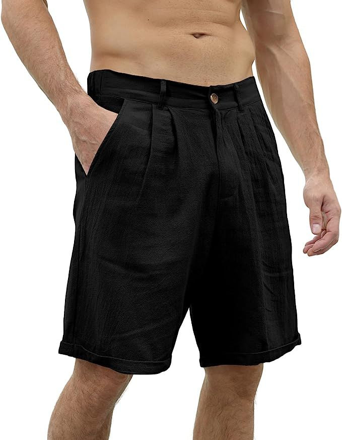 Bequeme Sommer Shorts Herren | Locker luftig | Mit Stretchbund | Freizeitlook-Schwarz-S-Luzern Mode