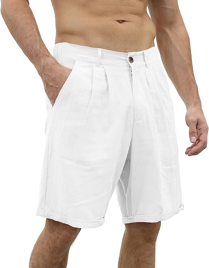Bequeme Sommer Shorts Herren | Locker luftig | Mit Stretchbund | Freizeitlook-Weiß-S-Luzern Mode