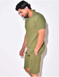 Herren Somerset | Kurze Hose | T-Shirt | Einfarbig | Lockere Passform | Kragen-Luzern Mode