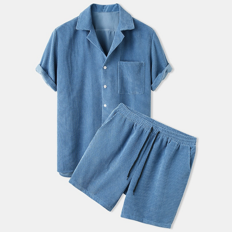 Herren Somerset | Kurze Hose | T-Shirt | Einfarbig | Lockere Passform | Kragen-Luzern Mode