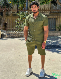Herren Somerset | Kurze Hose | T-Shirt | Einfarbig | Lockere Passform | Kragen-Luzern Mode