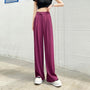 Lange Damenhose | Locker sitzend | Hohe Taille | Uni | Knopf | Stretch-Fuchsie-XS-Luzern Mode