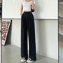 Lange Damenhose | Locker sitzend | Hohe Taille | Uni | Knopf | Stretch-Schwarz-XS-Luzern Mode