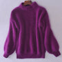 Damen Pullover aus Angora Wolle mit Ballonärmeln-Lila-S-Luzern Mode