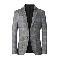 Herren Karo Blazer Slim Fit - Eleganter Anzugjacke-Grau-XXS-Luzern Mode