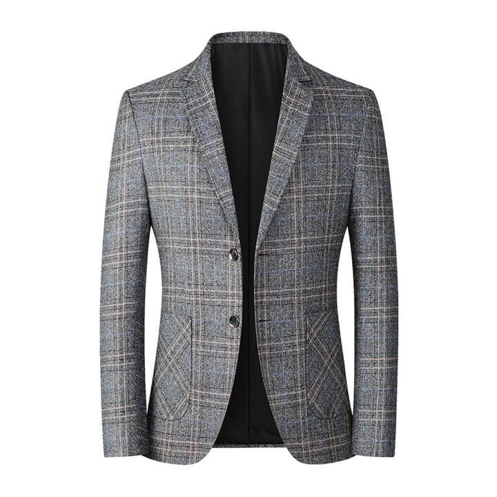 Herren Karo Blazer Slim Fit - Eleganter Anzugjacke-Grau-XXS-Luzern Mode
