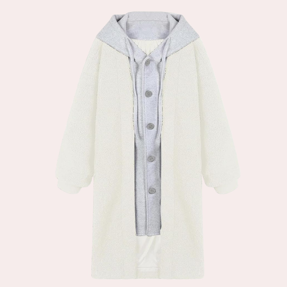 Übergroße Damen Wintermantel mit Kapuze - Eleganter Wollmantel für Stil und Komfort-Weiß-XS-Luzern Mode