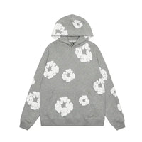 Herren Hoodie mit Blumenmuster - Bequemer Kapuzenpullover-Grau-S-Luzern Mode