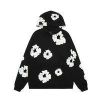 Herren Hoodie mit Blumenmuster - Bequemer Kapuzenpullover-Schwarz-S-Luzern Mode
