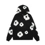 Herren Hoodie mit Blumenmuster - Bequemer Kapuzenpullover-Schwarz-S-Luzern Mode