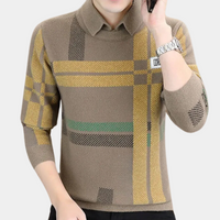 Hochwertiger Wollpullover mit kariertem Ärmel-Detail-Luzern Mode