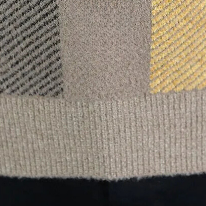 Hochwertiger Wollpullover mit kariertem Ärmel-Detail-Luzern Mode
