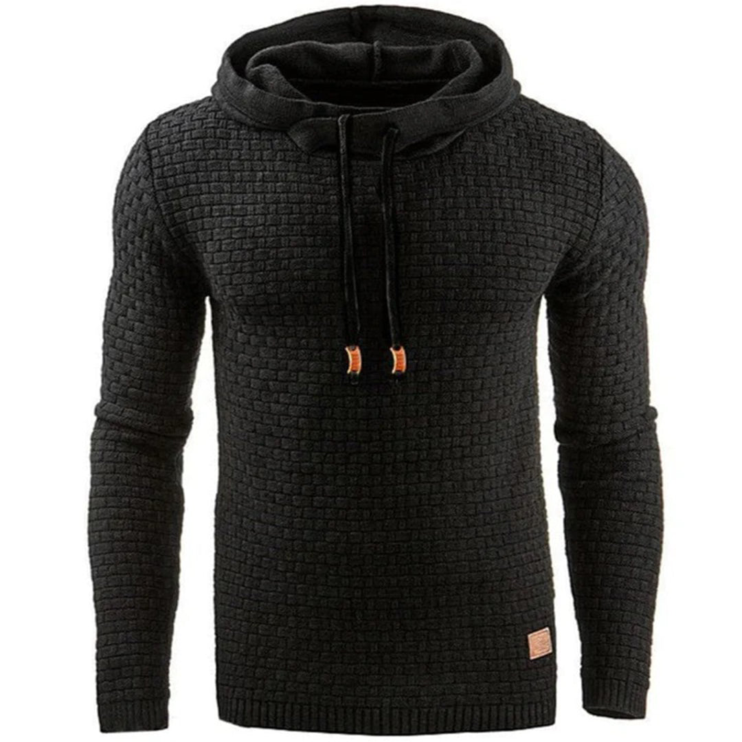Herren Strickpullover mit Kapuze - Bequemer Hoodie Style-Schwarz-XS-Luzern Mode