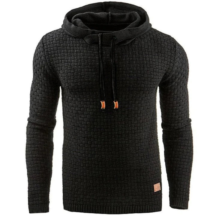 Herren Strickpullover mit Kapuze - Bequemer Hoodie Style-Schwarz-XS-Luzern Mode