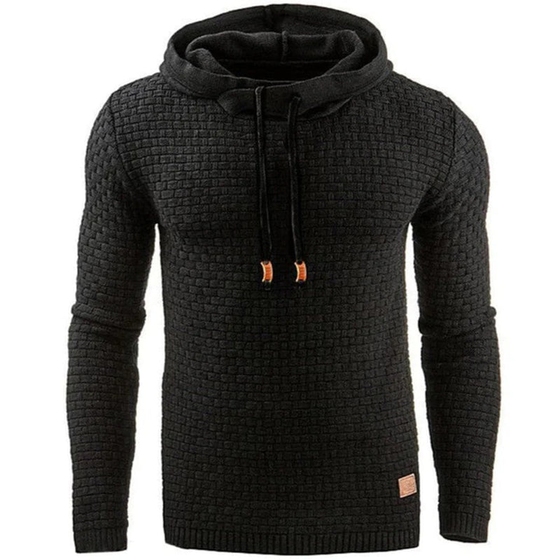 Herren Strickpullover mit Kapuze - Bequemer Hoodie Style-Schwarz-XS-Luzern Mode