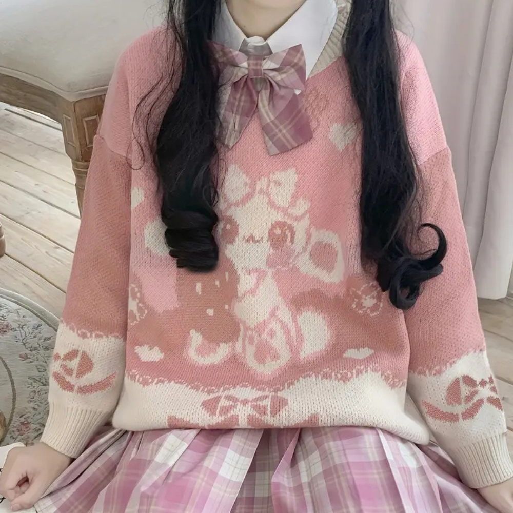 Mädchen Strickpullover mit Schleifenmuster für Herbst/Winter-Luzern Mode