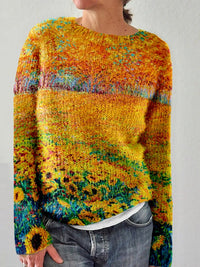 Damen Strickpullover mit Blumenmuster – Herbstmode 2023-S-Luzern Mode