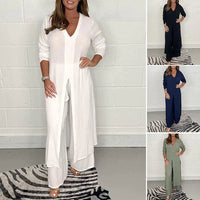 Damen Hausanzug | Hose | Oberteil | Unifarben | Locker sitzend | Zweiteilig | V-Ausschnitt-Luzern Mode