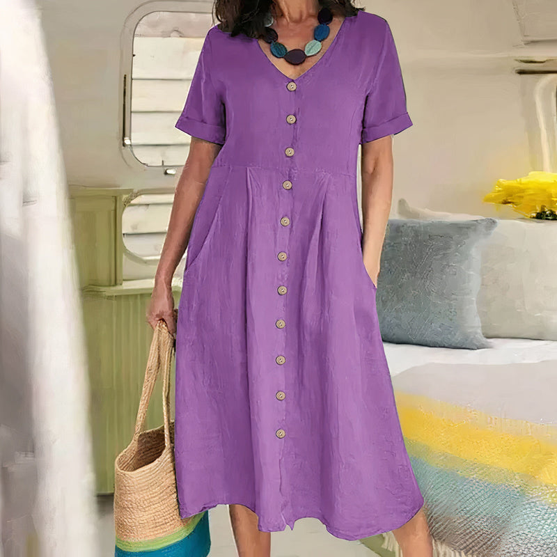 Lässiges Baumwoll-Leinen Sommerkleid – Noor