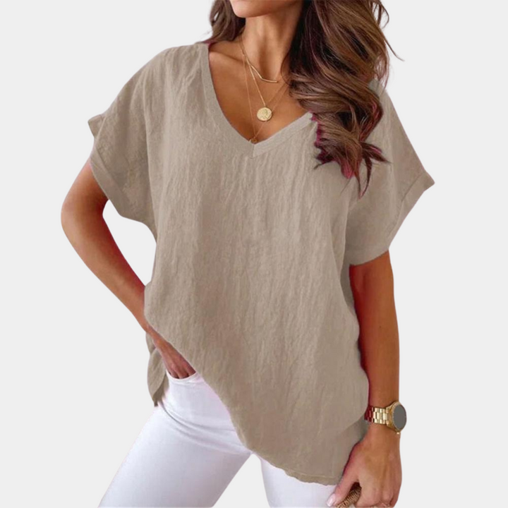 Lässiges Damen T-Shirt mit V-Ausschnitt – Yuna