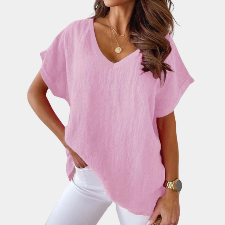 Lässiges Damen T-Shirt mit V-Ausschnitt – Yuna