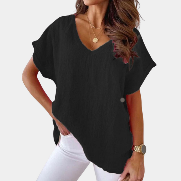 Lässiges Damen T-Shirt mit V-Ausschnitt – Yuna