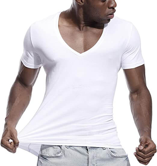 Baumwollmischung | figurbetonter Schnitt | tiefer V-Ausschnitt | Slim Fit | S–2XL-Luzern Mode