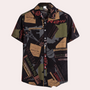 Herren Kurzarmhemd mit Blumenmuster für Sommermode-Khaki-S-Luzern Mode