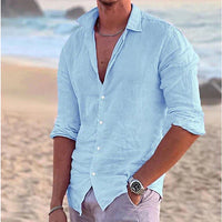 Luftiges Leinenhemd Herren | atmungsaktiv Sommer | Freizeit Look modern-Blau-S-Luzern Mode