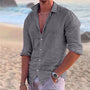 Luftiges Leinenhemd Herren | atmungsaktiv Sommer | Freizeit Look modern-Grau-S-Luzern Mode