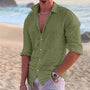 Luftiges Leinenhemd Herren | atmungsaktiv Sommer | Freizeit Look modern-Grün-S-Luzern Mode