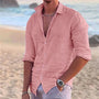 Luftiges Leinenhemd Herren | atmungsaktiv Sommer | Freizeit Look modern-Rosa-S-Luzern Mode