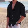 Luftiges Leinenhemd Herren | atmungsaktiv Sommer | Freizeit Look modern-Schwarz-S-Luzern Mode