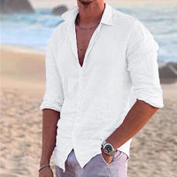 Luftiges Leinenhemd Herren | atmungsaktiv Sommer | Freizeit Look modern-Weiß-S-Luzern Mode