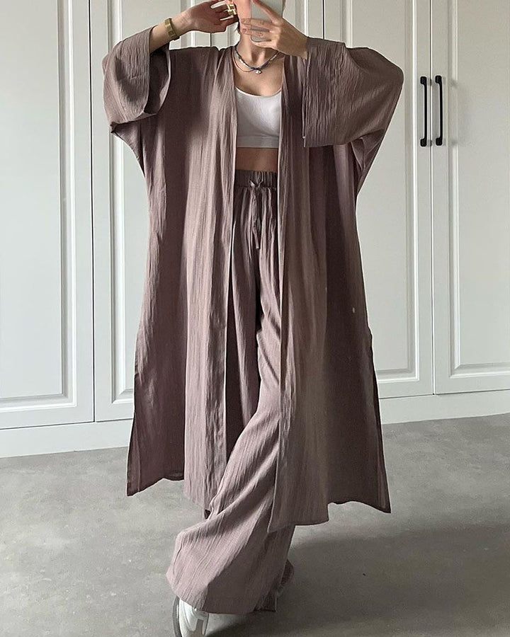 Zweiteiler Damen Weste Hose | bequemes Freizeitset | weich und luftig-Kaffee-S-Luzern Mode