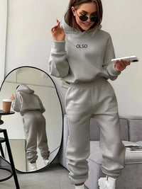 OLSO Damen Hoodie mit Kapuze - Bequemer Freizeitpullover-Grau-S-Luzern Mode