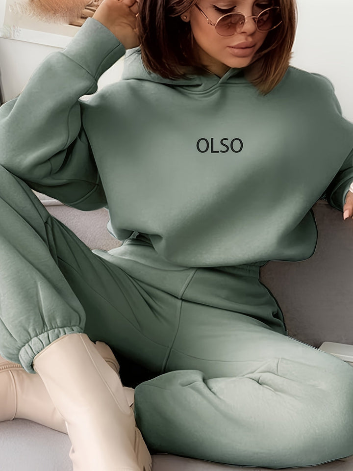 OLSO Damen Hoodie mit Kapuze - Bequemer Freizeitpullover-Grün-S-Luzern Mode