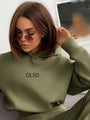 OLSO Damen Hoodie mit Kapuze - Bequemer Freizeitpullover-Olivgrün-S-Luzern Mode