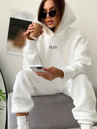 OLSO Damen Hoodie mit Kapuze - Bequemer Freizeitpullover-Weiß-S-Luzern Mode