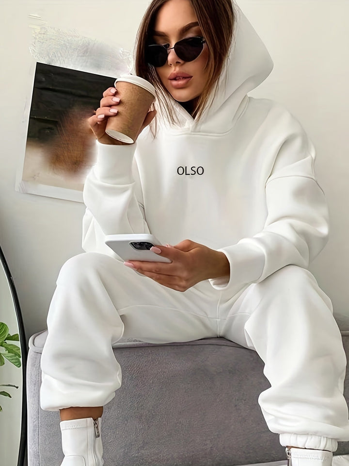 OLSO Damen Hoodie mit Kapuze - Bequemer Freizeitpullover-Weiß-S-Luzern Mode