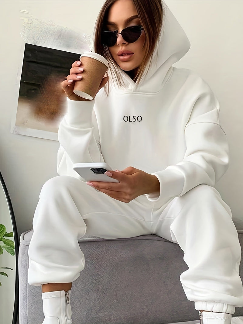 OLSO Damen Hoodie mit Kapuze - Bequemer Freizeitpullover-Weiß-S-Luzern Mode