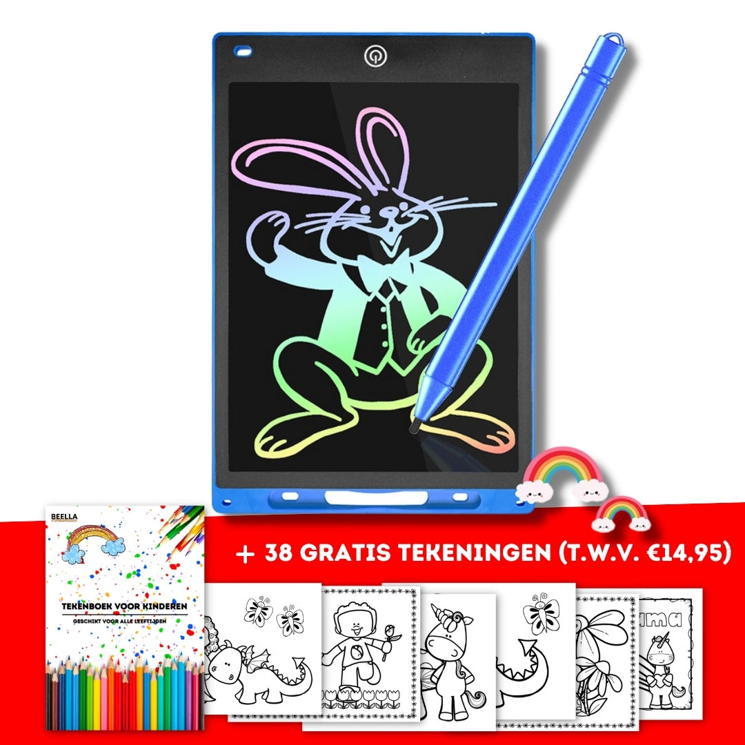 Kinder Zeichentablet | LCD Wiederverwendbar Langlebig Löschbar Sperrfunktion Vielseitig-Blau-Luzern Mode